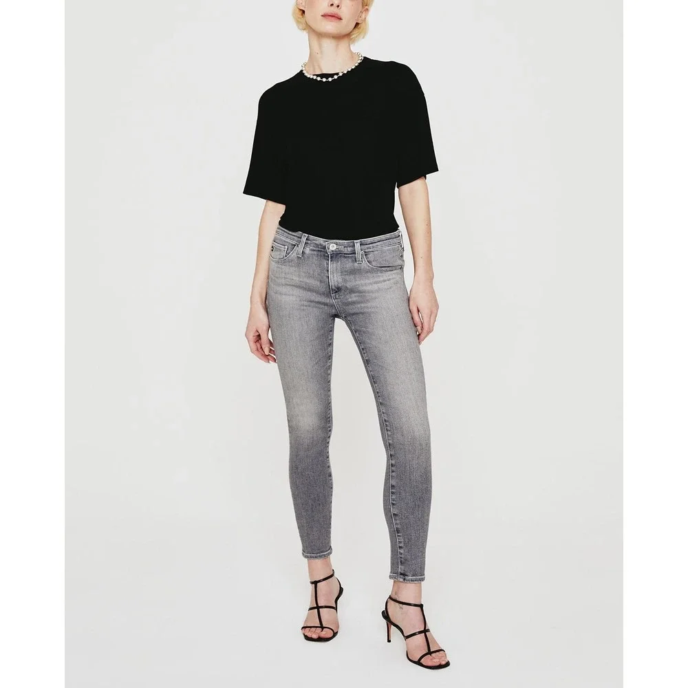 AG Jeans The‎ Legging Ankle Super Skinny Grey Wash Frayed Hem Jeans Womens